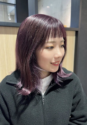 Sourire西大分/ブリーチ一回で作るカシスピンク