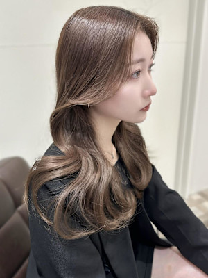 【AYAKI】レイヤー 顔まわりカット ブリーチなしベージュ