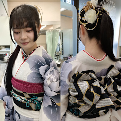 着付振り袖ヘアセットアレンジ