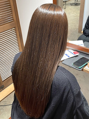 レイヤーロング/ハッシュカット/シルキーベージュ/鶴舞/髪質