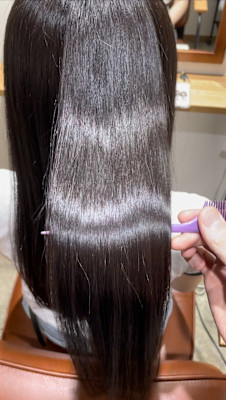 レイヤーロング/ハッシュカット/シルキーベージュ/鶴舞/髪質