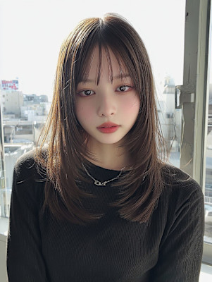 レイヤーロング/ハッシュカット/シルキーベージュ/鶴舞/髪質