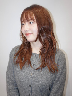 オレンジブラウン×ナチュラルレイヤー