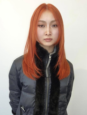 コーラルオレンジ×レイヤーカット