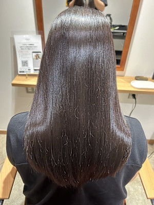 レイヤーロング/ハッシュカット/シルキーベージュ/鶴舞/髪質