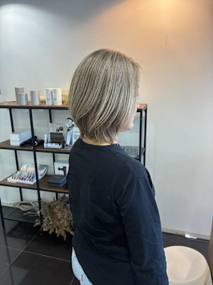 【老沼】ミルクティーブロンド/ダークブルー/デジタルパーマ