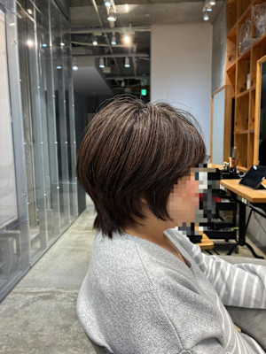 ◇大人40代50代60代ショートボブ丸みショート白髪ぼかし