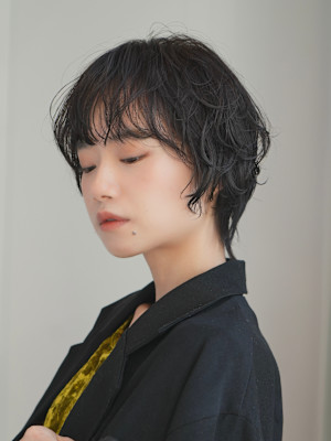 ショート・ボブ/絶壁解消/前髪あり/20代/30代/丸顔