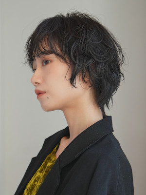 ショート・ボブ/絶壁解消/前髪あり/20代/30代/丸顔