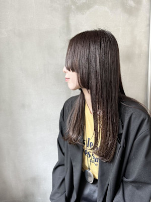 long•パッツン•艶髪•アッシュ