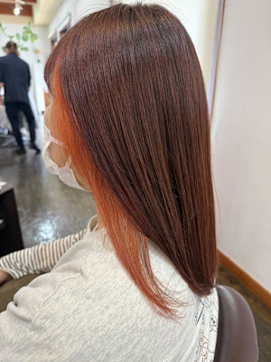 インナーカラー　オレンジ