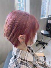 ブリーチ1回ピンクカラー