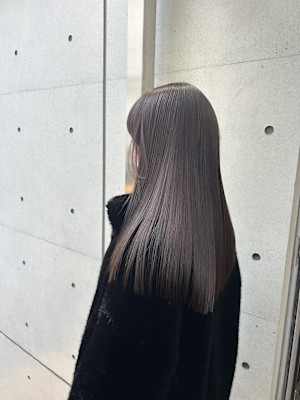 韓国顔まわりレイヤーカットグレージュオリーブベージュブラウン