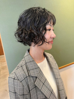 ミニボブ×パーマ