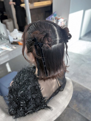 ハッシュカット/顔周りカット/ダークブラウン/シャギーカット