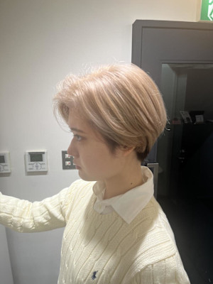 ハンサムショート×ミルクティーベージュ