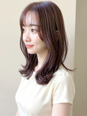 ピンクブラウン大人可愛い外巻きくびレイヤーp2　グレージュ