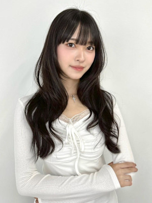 大人可愛い 韓国風くびれロング×シースルーバング