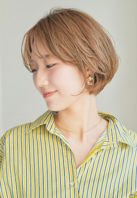 ショート・ボブ/丸顔/前髪あり/絶壁解消/30代/40代