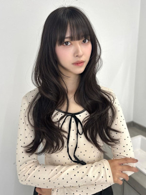 大人可愛い 韓国風くびれロング×シースルーバング