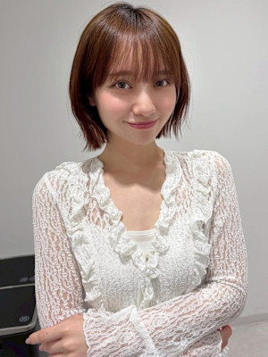 大人可愛い 外ハネボブ×シースルーバング