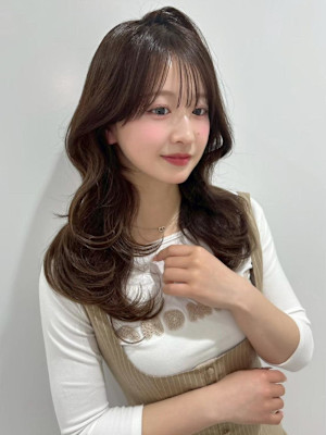 大人可愛い 韓国風くびれロング×シースルーバング