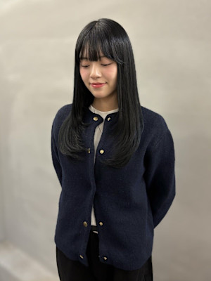 透明感ブルーブラック×顔周りレイヤー