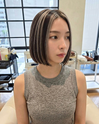 ハイライトがかわいい韓国ボブ