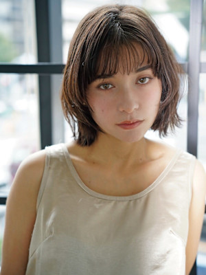 タッセルボブウルフボブマッシュウルフミディアムヘアカラー