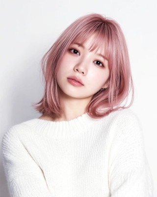 ピンクハイトーン×韓国くびれボブ