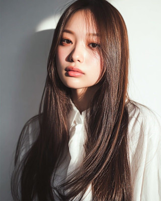 大人韓国洗練ロング×センター分け
