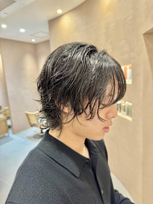 メンズシースルーバングパーマ