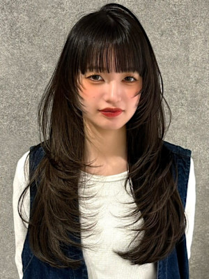 前髪カット ハッシュカット 顔周りカット ブラウンカラー