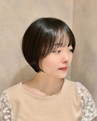 丸みショートショートボブレイヤーショート20代30代石川町