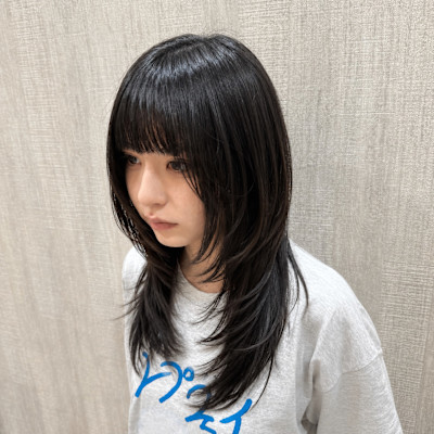 顔まわりからしっかり入れた ザクザク質感レイヤー