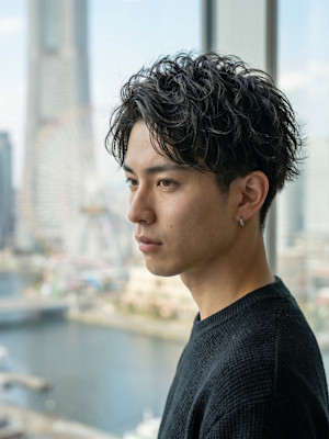 横浜桜木町メンズカット＋ツイススパイラルパーマで束感ショート