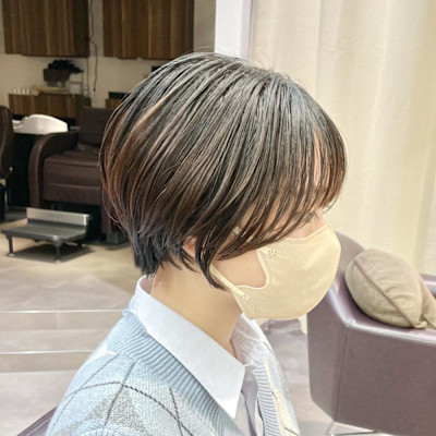 ショート丸みショートボブ20代30代前髪あり面長丸顔横浜