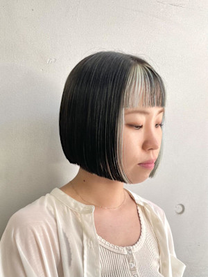 ミニボブ大人ボブレイヤーボブ前髪あり20代30代横浜石川町