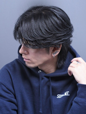 毛流れパーマナチュラルセンターパート