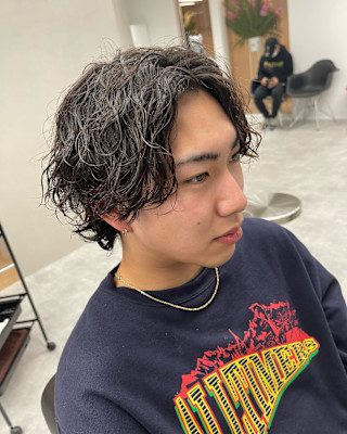 波巻きパーマツイストスパイラルパーマメンズマッシュパーマ