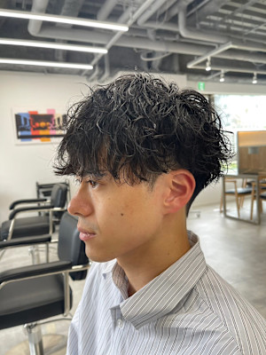 波巻きパーマツイストスパイラルパーマメンズマッシュパーマ