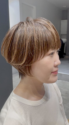 ◇大人40代50代60代ショートボブ丸みショート白髪ぼかし