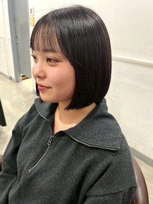 ショートボブ 切りっぱなしボブ 前髪カット 髪質改善