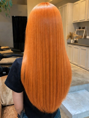 ブリーチ オレンジカラー ダメージレスカラー ロングヘア