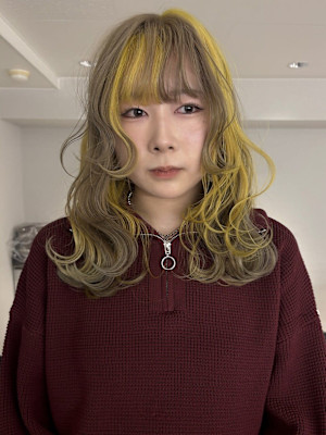 beige × yellow ＊ layer cut