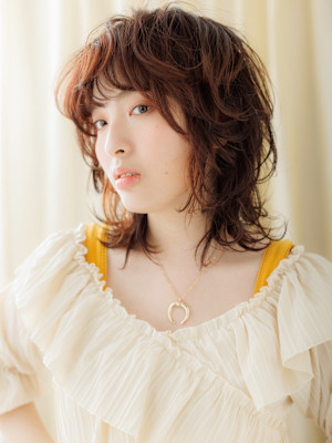 イヤリングカラークラゲカットスカンクヘアウルフ10代20代