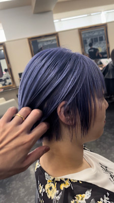 ショート　ブリーチ　ケアブリーチ　パープルカラー