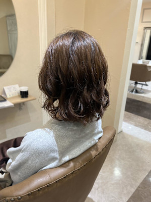 コテ巻き風ボブパーマ