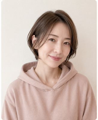 大人女性の柔らかショートボブ