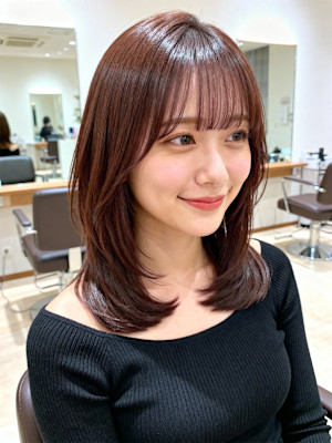 【王道可愛い♪】　　ミディアムレイヤー　ナチュラルブラウン　